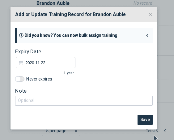 add or update training