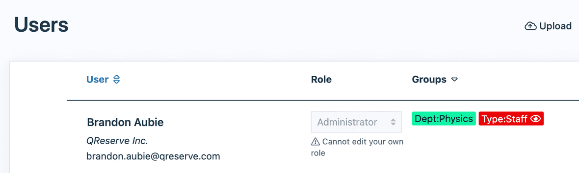 user group options