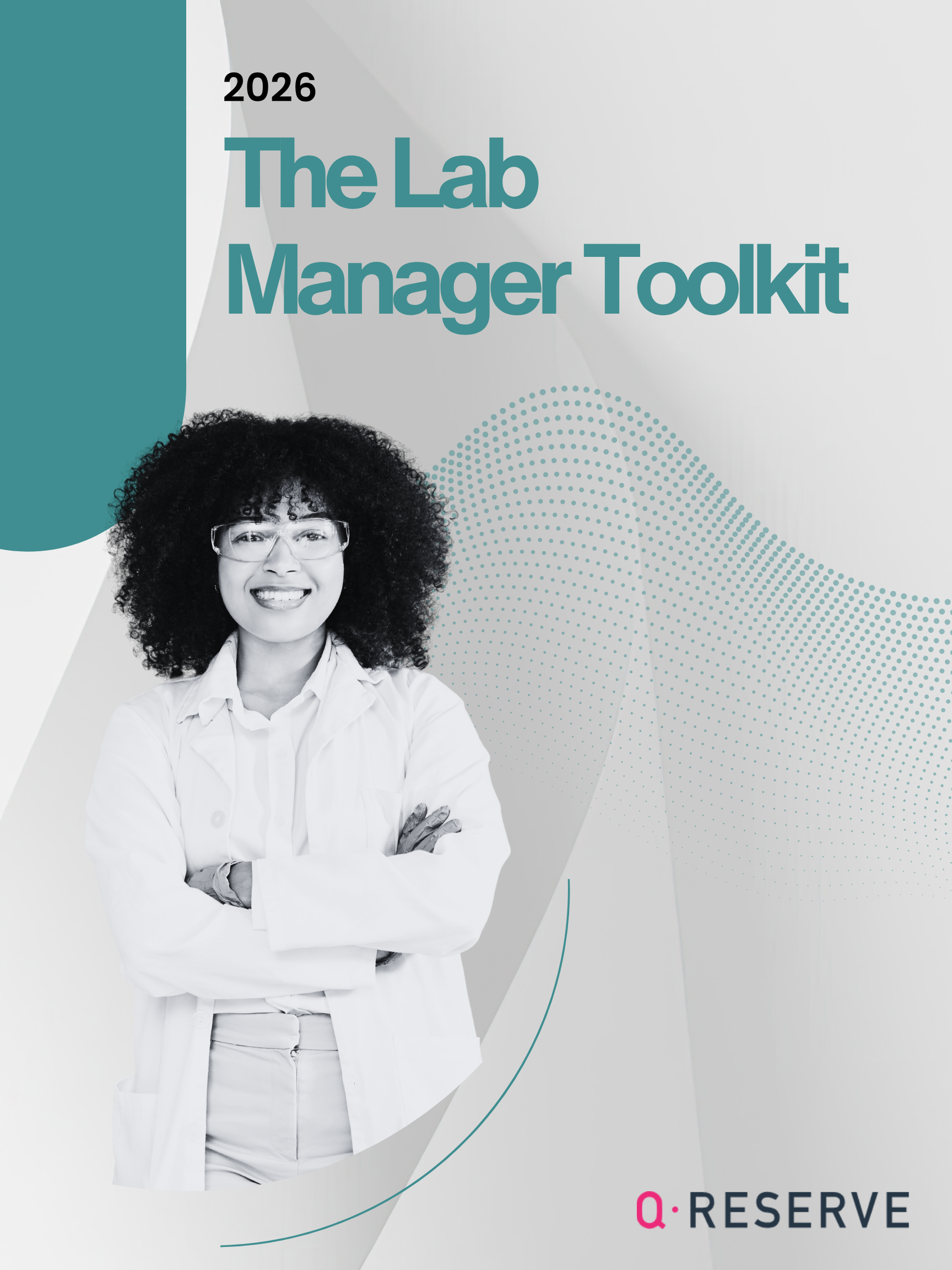 The QReserve Lab Manager Toolkit graphic, representing a centralized resource suite designed to help core facility directors optimize resource scheduling, track asset utilization, and streamline laboratory operations.